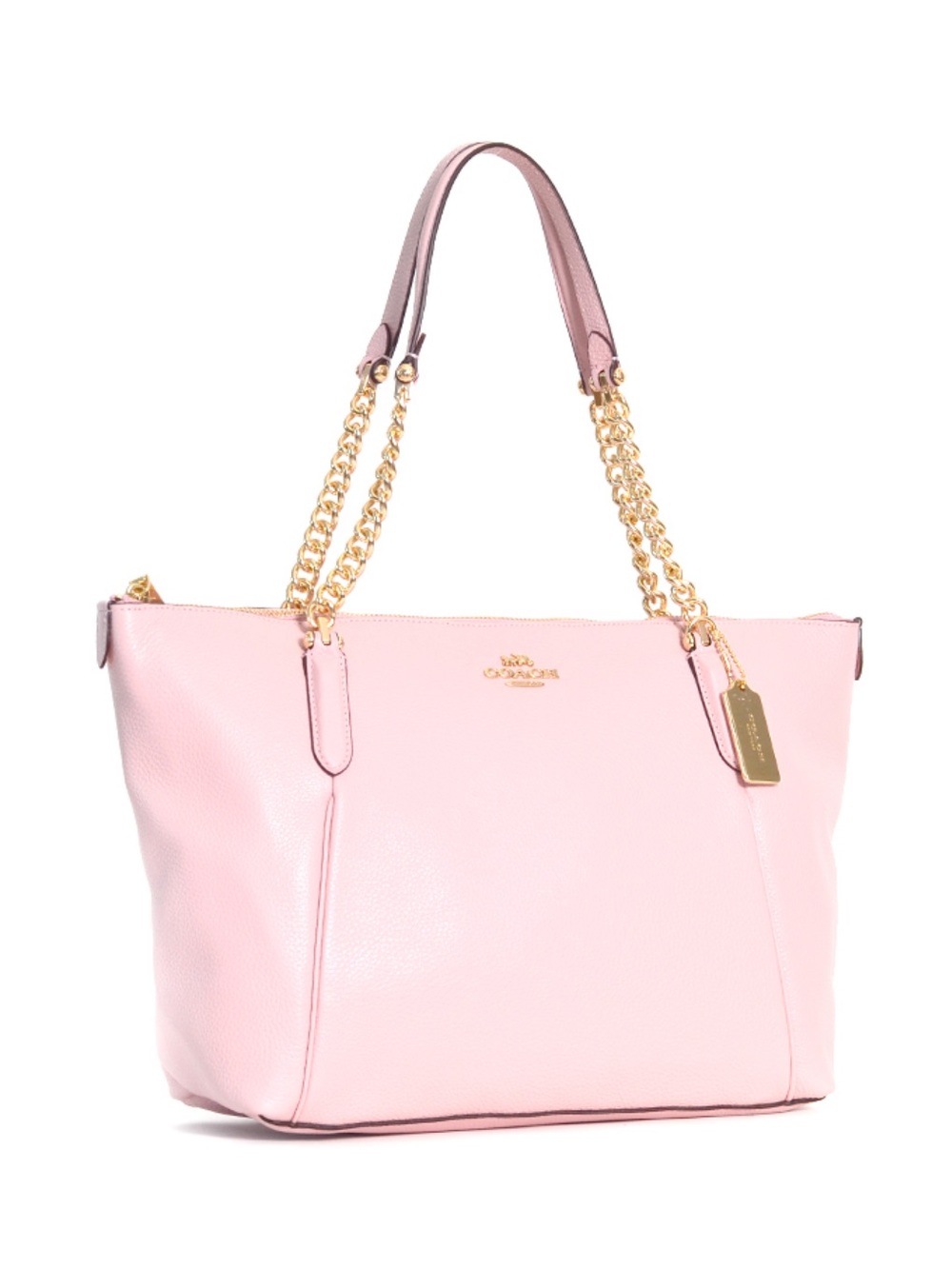Coach Leather Tote with Gold Chain Straps
